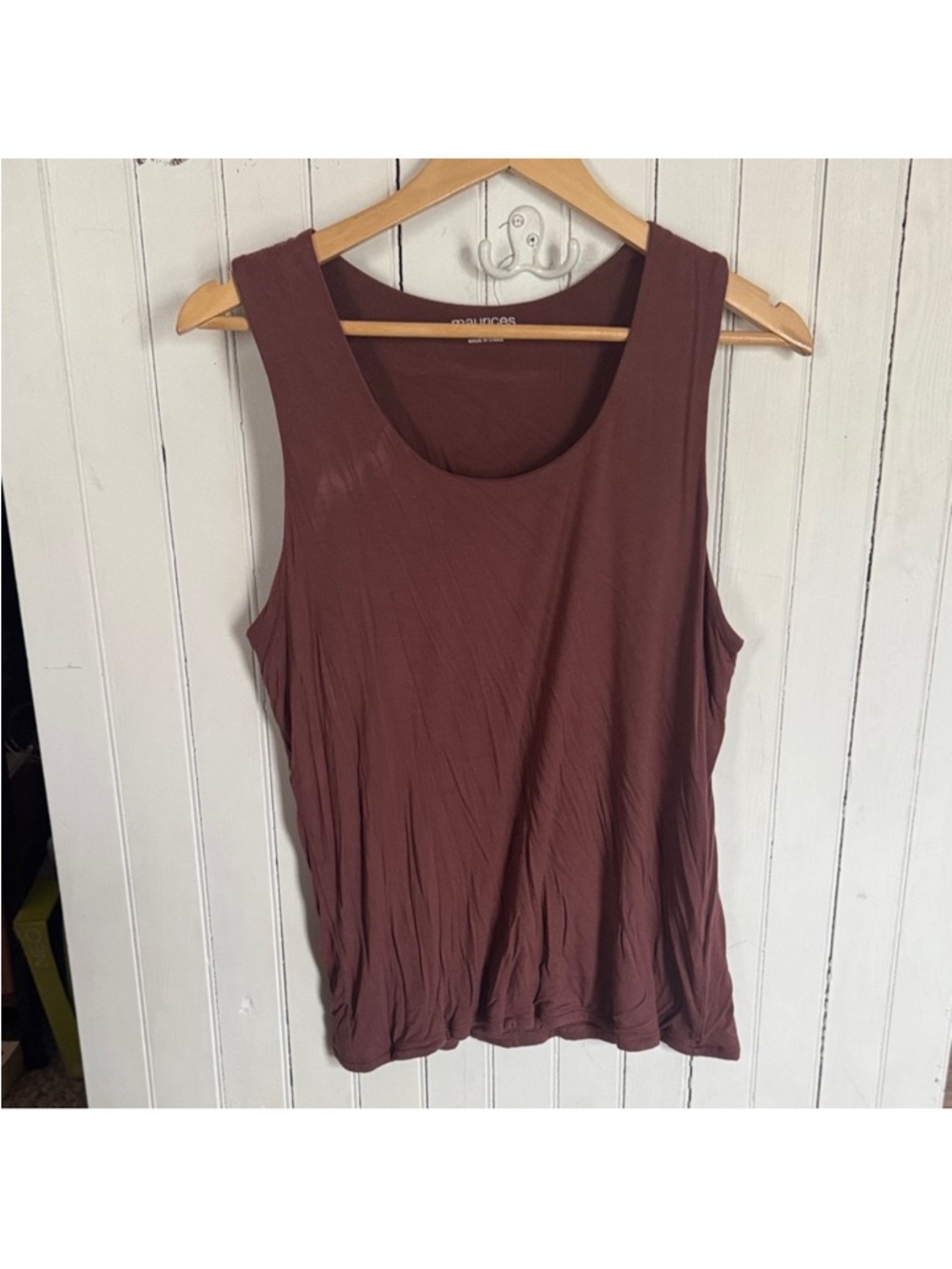 Maurices Sleeveless Scoop Tank Top Deep Brown Size 0X